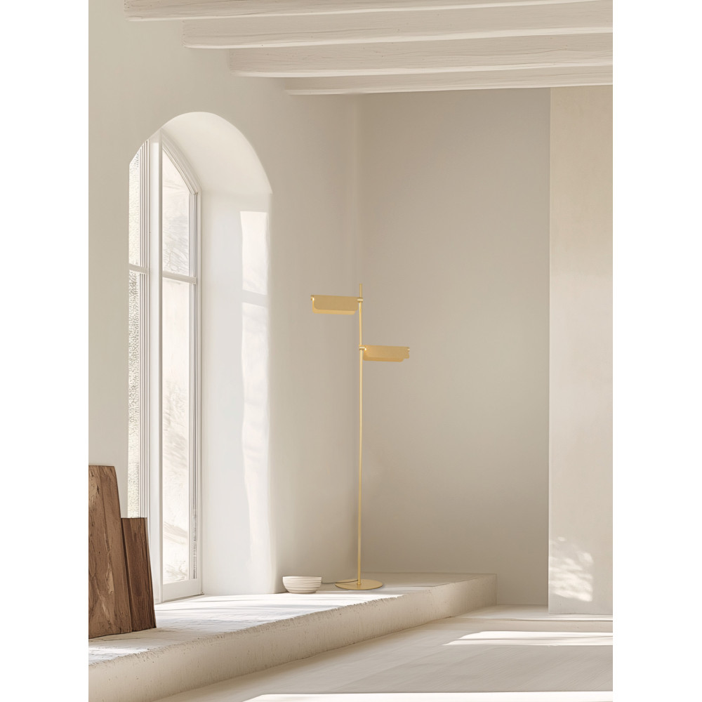 ZAMBELIS 12W Dimmable DESIGN Brushed Gold Floor Lamp 25194 FS