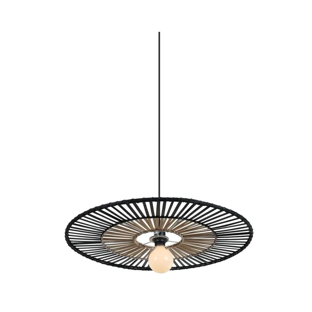 Suspension ZAMBELIS D400 E27 DESIGN Bambou Noir Sans Source 19105