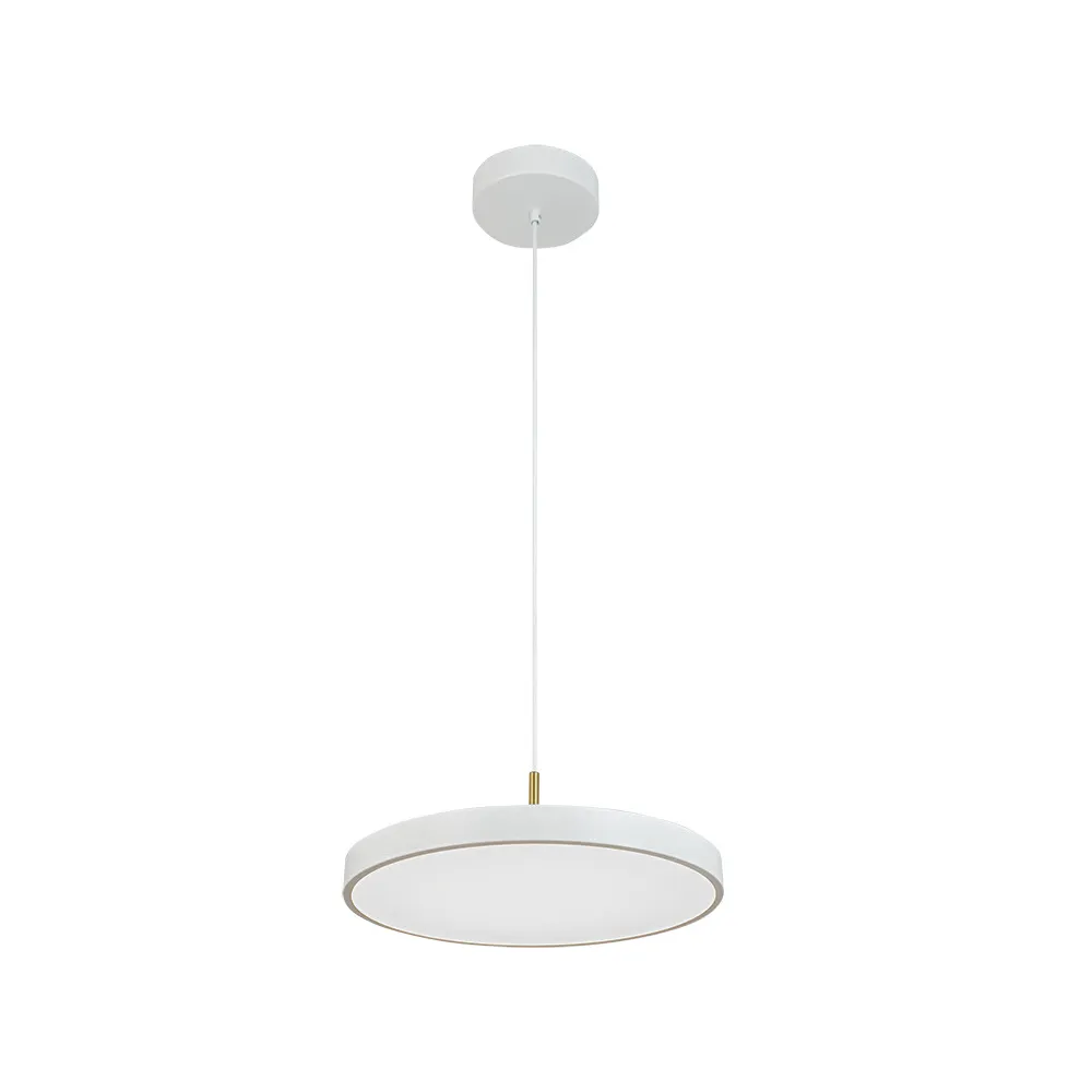 Pendelleuchte ZAMBELIS D400 17W Dimmbar DESIGN Mattweiß und Gebürstetes Messing 25146