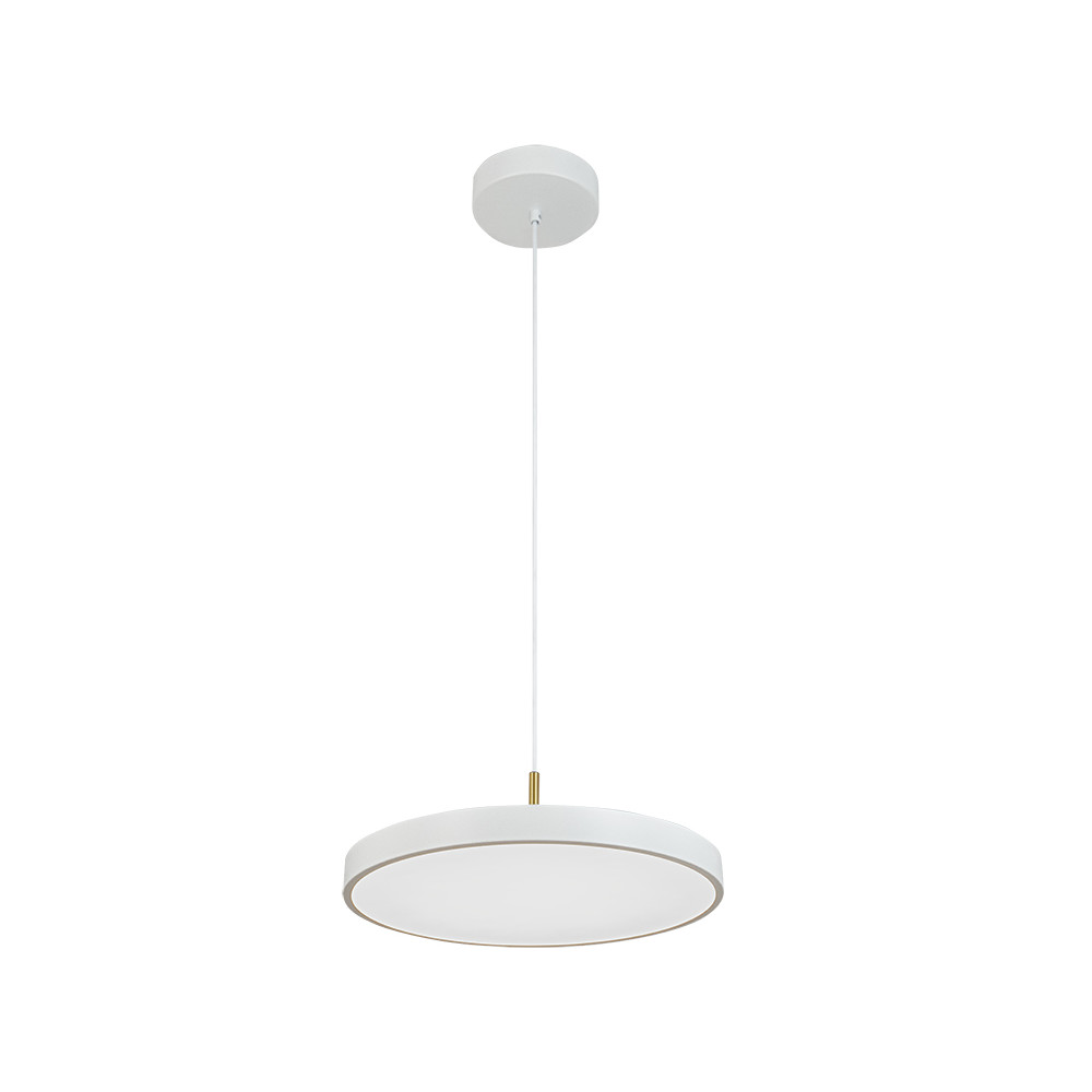 Hanglamp ZAMBELIS D400 17W Dimbaar DESIGN Mat Wit en Geborsteld Messing 25146