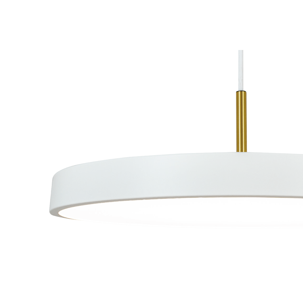 Pendelleuchte ZAMBELIS D400 17W Dimmbar DESIGN Mattweiß und Gebürstetes Messing 25146