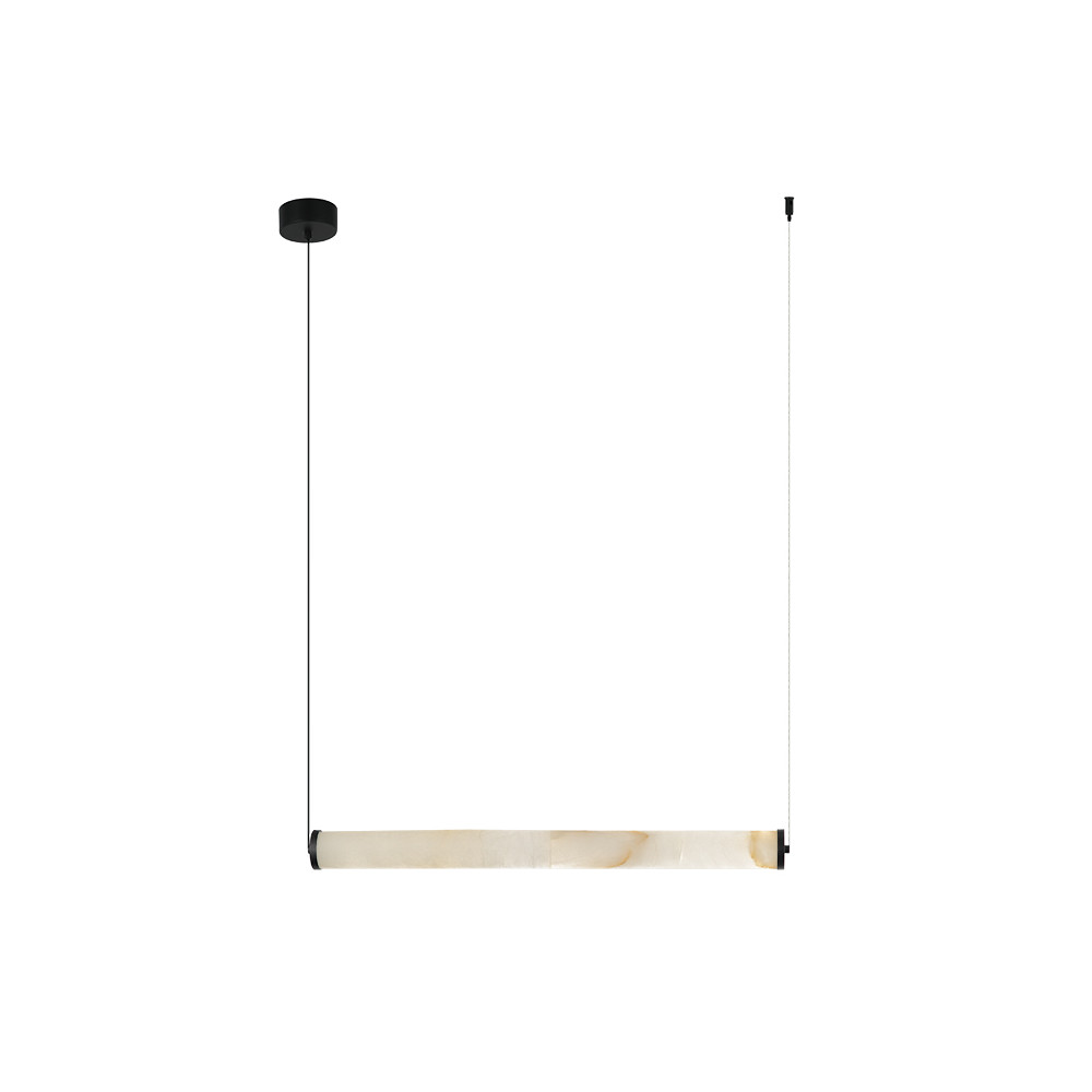 Suspension ZAMBELIS 20W Dimmable DESIGN Albâtre Blanc et Noir Sablé 2538 FS