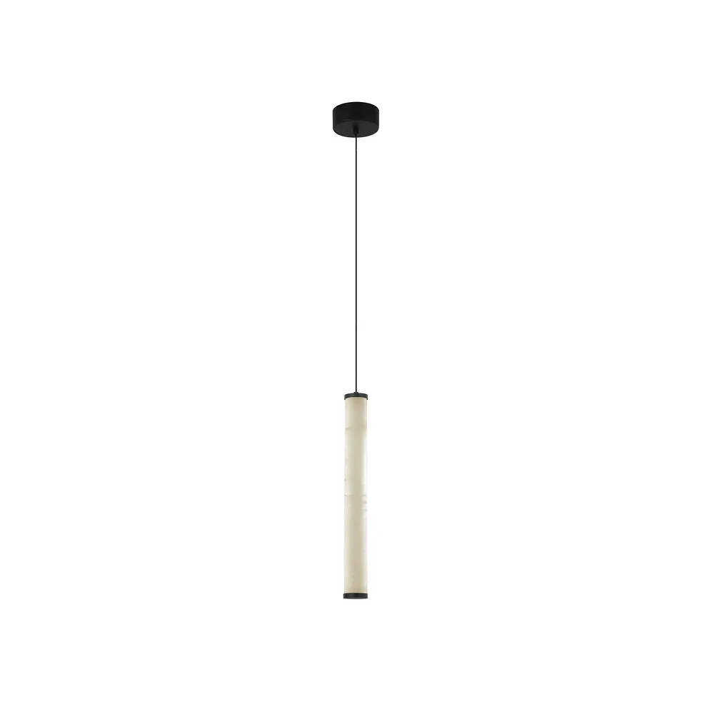 Suspension ZAMBELIS D45 15W Dimmable DESIGN Albâtre Blanc et Noir Sablé 2540