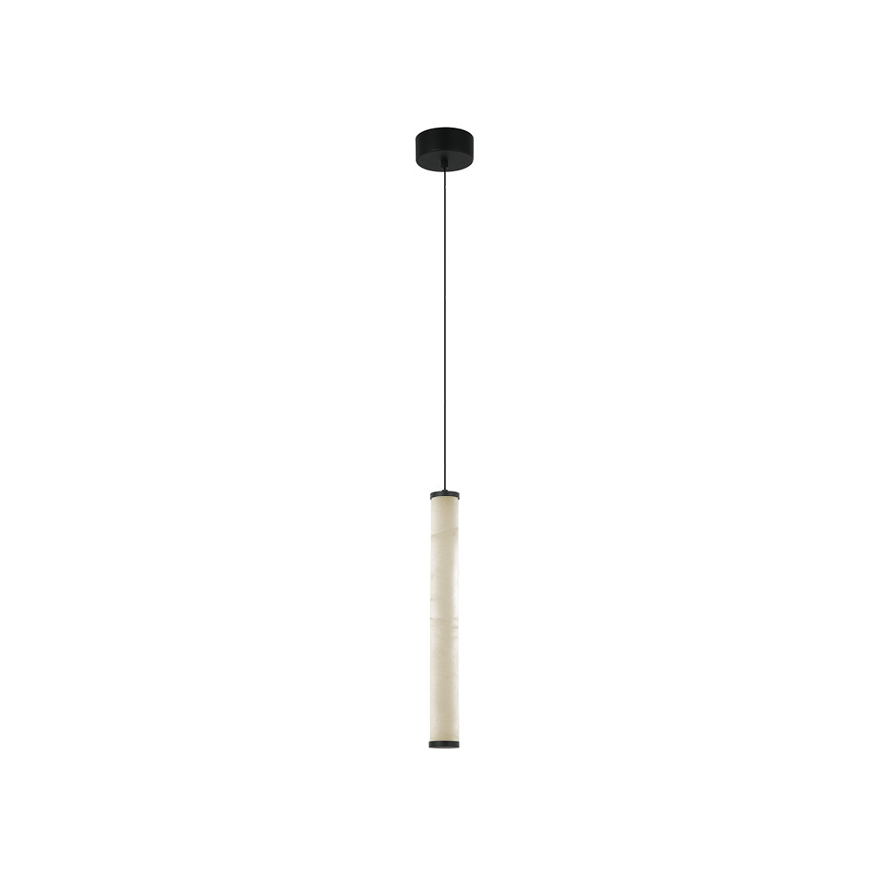 Pendant Light ZAMBELIS D45 15W Dimmable DESIGN White Alabaster and Sandblasted Black 2540