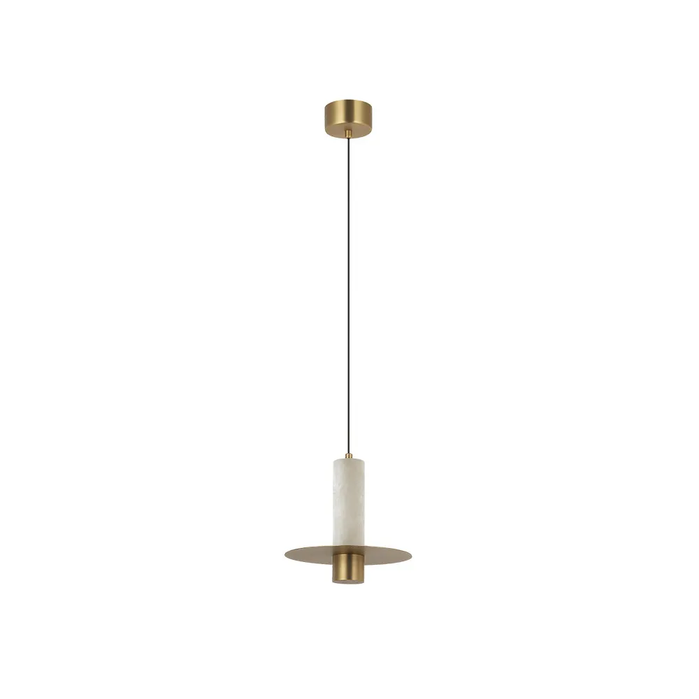 Pendelleuchte ZAMBELIS D200 7W Dimmbar DESIGN Alabaster Weiß und Messing 2549 FS