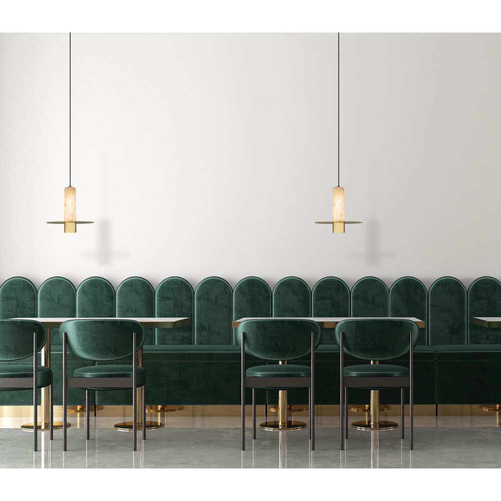 Hanglamp ZAMBELIS D200 7W Dimbaar DESIGN Albast Wit en Messing 2549 FS