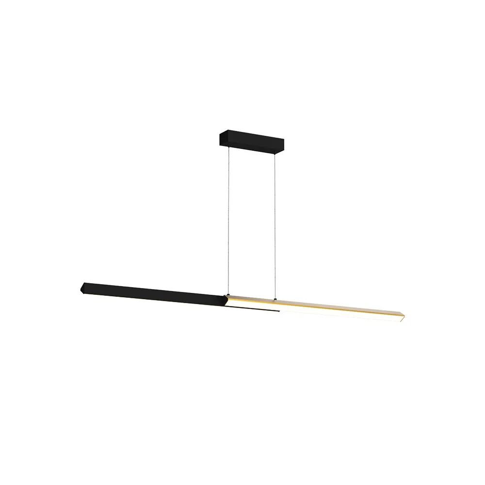 Pendelleuchte ZAMBELIS 120cm 44W Dimmbar DESIGN Schwarz Sandgestrahlt und Gebürstetes Messing 2559 FS