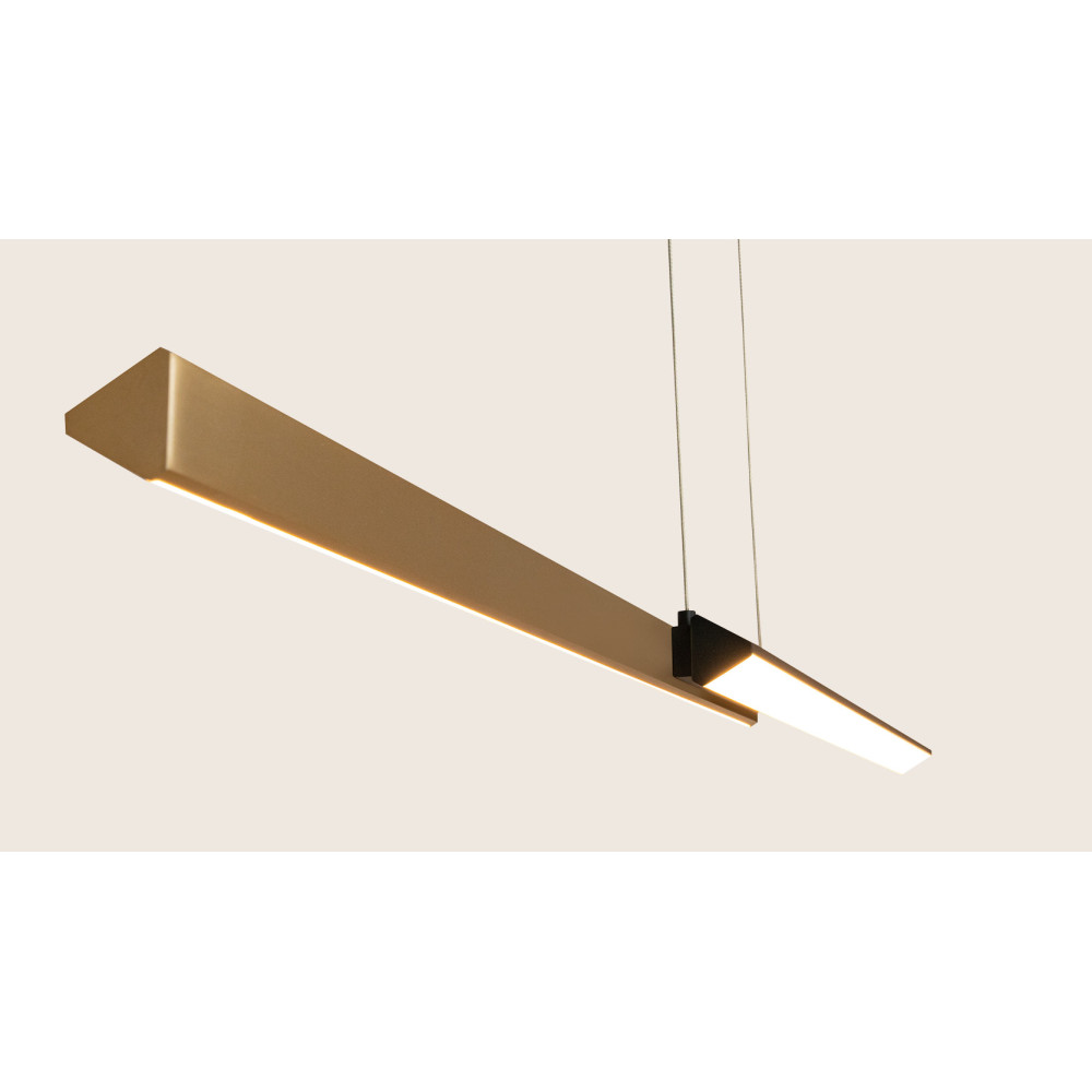 Suspension ZAMBELIS 120cm 44W Dimmable DESIGN Noir Sablé et Laiton Brossé 2559 FS