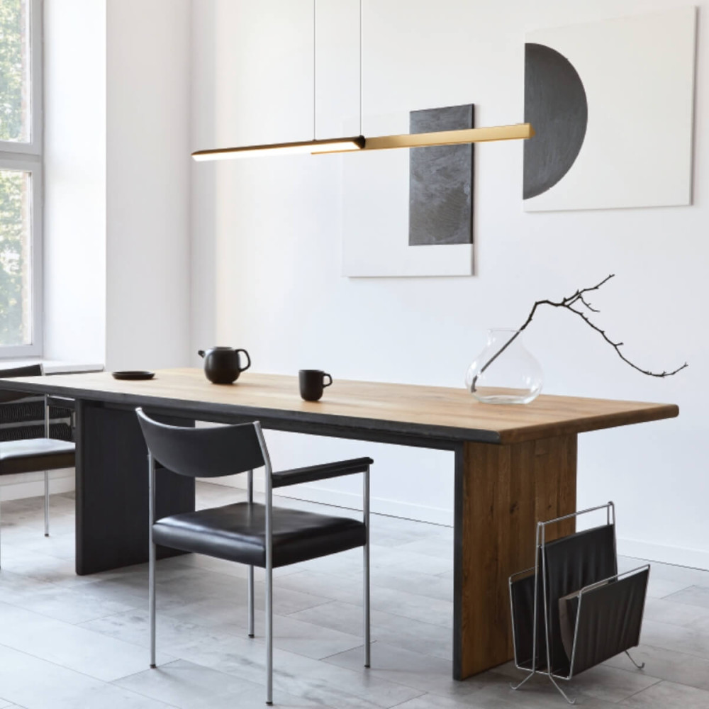 Suspension ZAMBELIS 120cm 44W Dimmable DESIGN Noir Sablé et Laiton Brossé 2559 FS