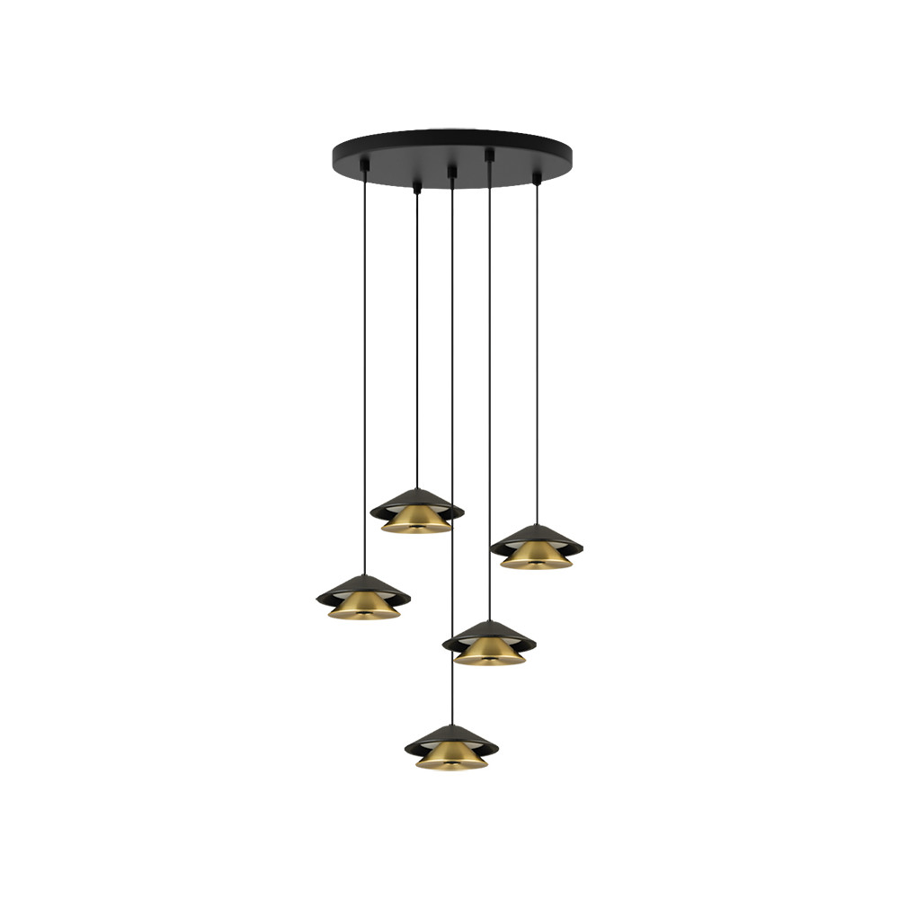 Pendelleuchte ZAMBELIS D350 45W Dimmbar DESIGN Sandgestrahltes Schwarz und Gebürstetes Gold 25453 FS