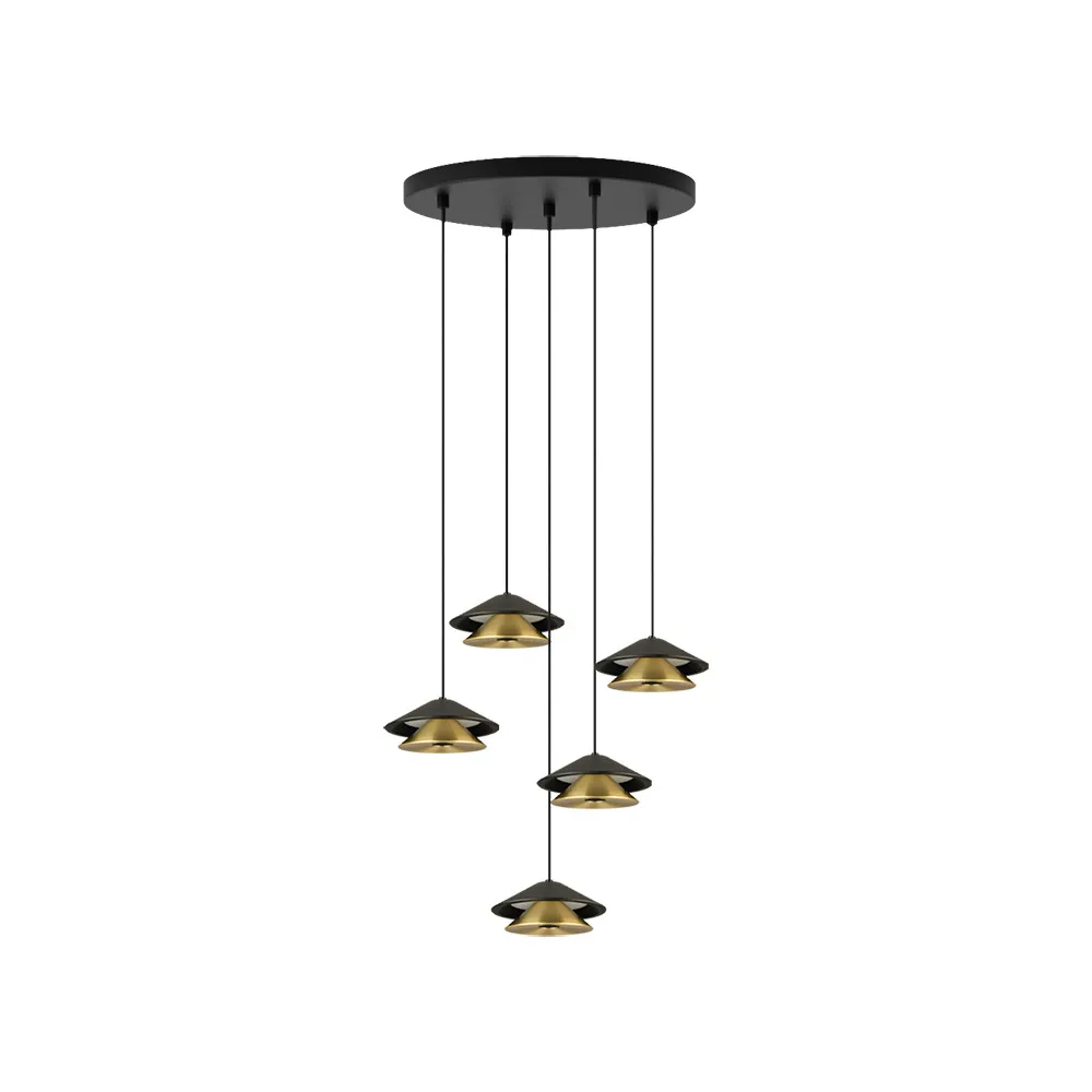Pendelleuchte ZAMBELIS D350 45W Dimmbar DESIGN Sandgestrahltes Schwarz und Gebürstetes Gold 25453 FS