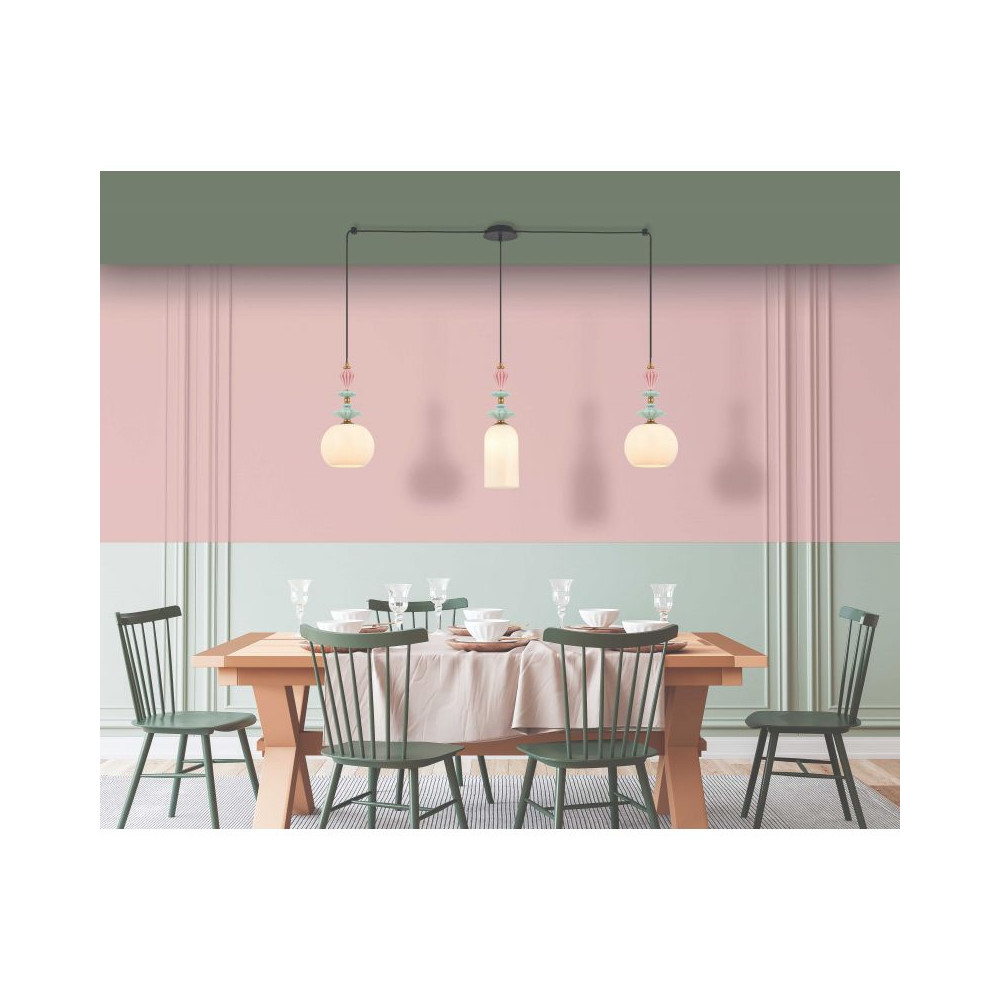 Suspension ZAMBELIS 3xE27 DESIGN Noir Sablé et Laiton Sans Source 22153 FS