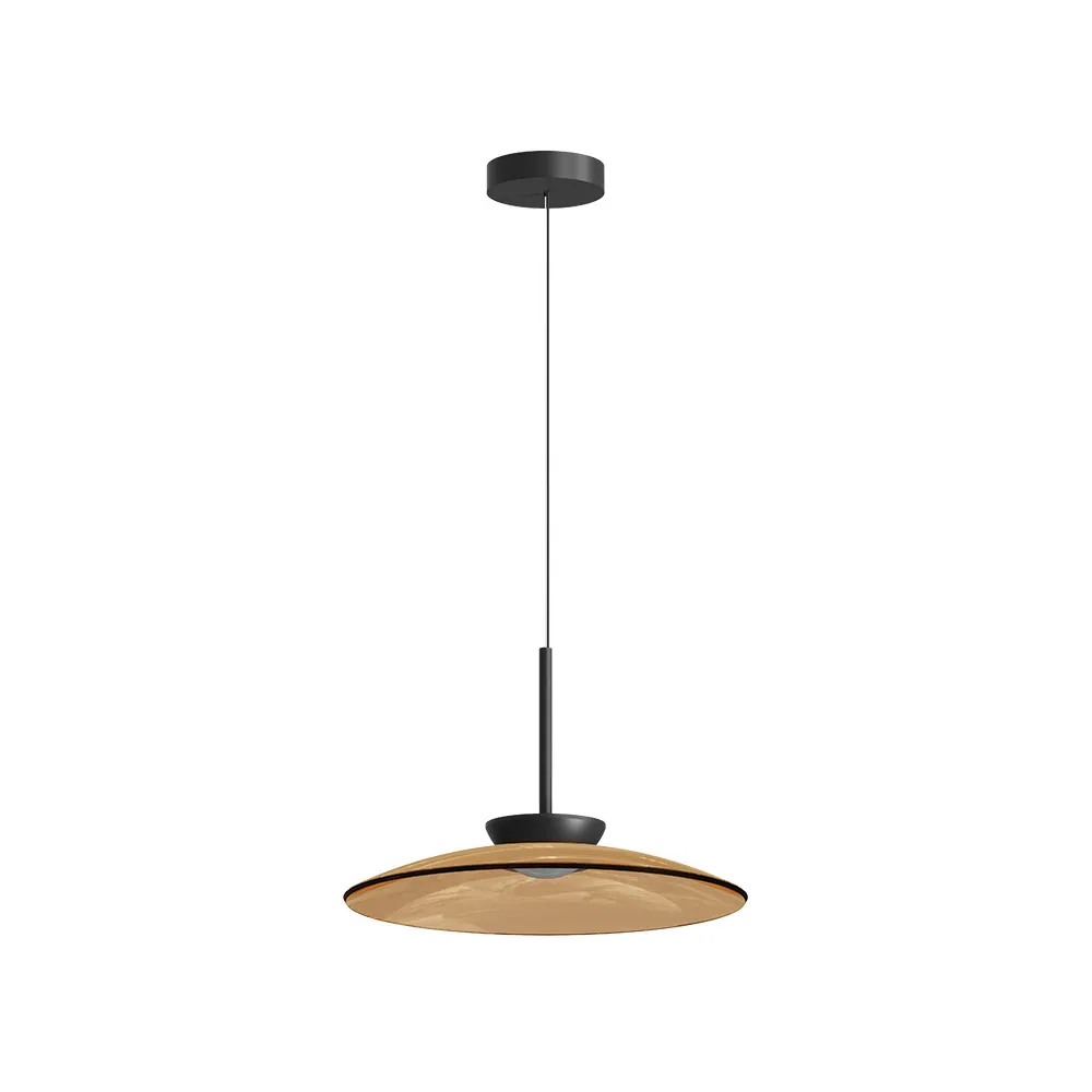 Pendelleuchte ZAMBELIS D500 31W Direkt/Indirekt CCT Dimmbar DESIGN Braunglas und Mattschwarz 25274