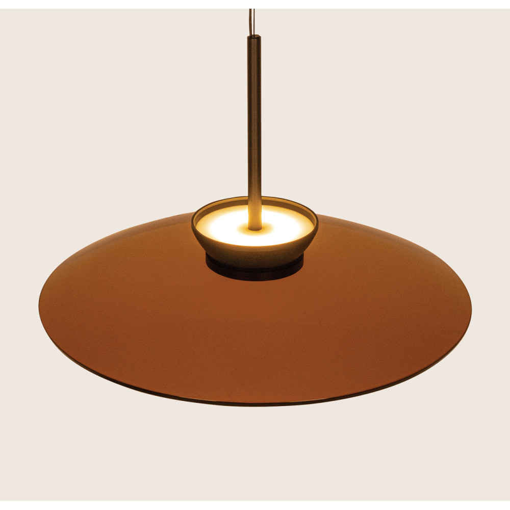 Hanglamp ZAMBELIS D500 31W Direct/Indirect CCT Dimbaar DESIGN Bruin Glas en Matzwart 25274