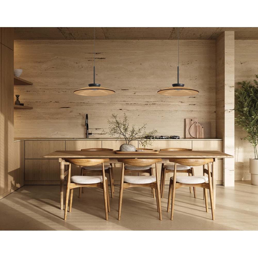 Pendelleuchte ZAMBELIS D500 31W Direkt/Indirekt CCT Dimmbar DESIGN Braunglas und Mattschwarz 25274