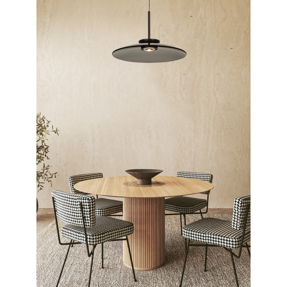 Suspension ZAMBELIS D500 31W Direct/Indirect CCT Dimmable DESIGN Verre Fumé et Noir Mat 25275 FS