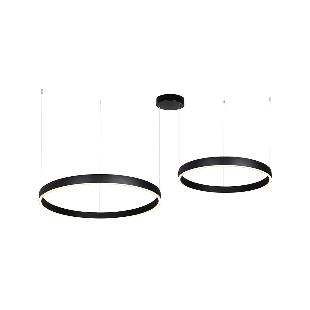 Suspension ZAMBELIS D800 + D600 118W Dimmable Direct/Indirect DESIGN Noir Sablé 25372