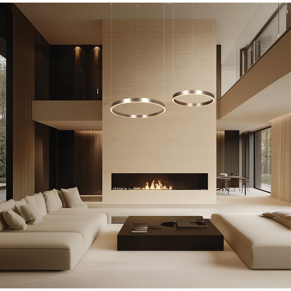 Suspension ZAMBELIS D800 + D600 118W Dimmable Direct/Indirect DESIGN Café Brossé 25374 FS