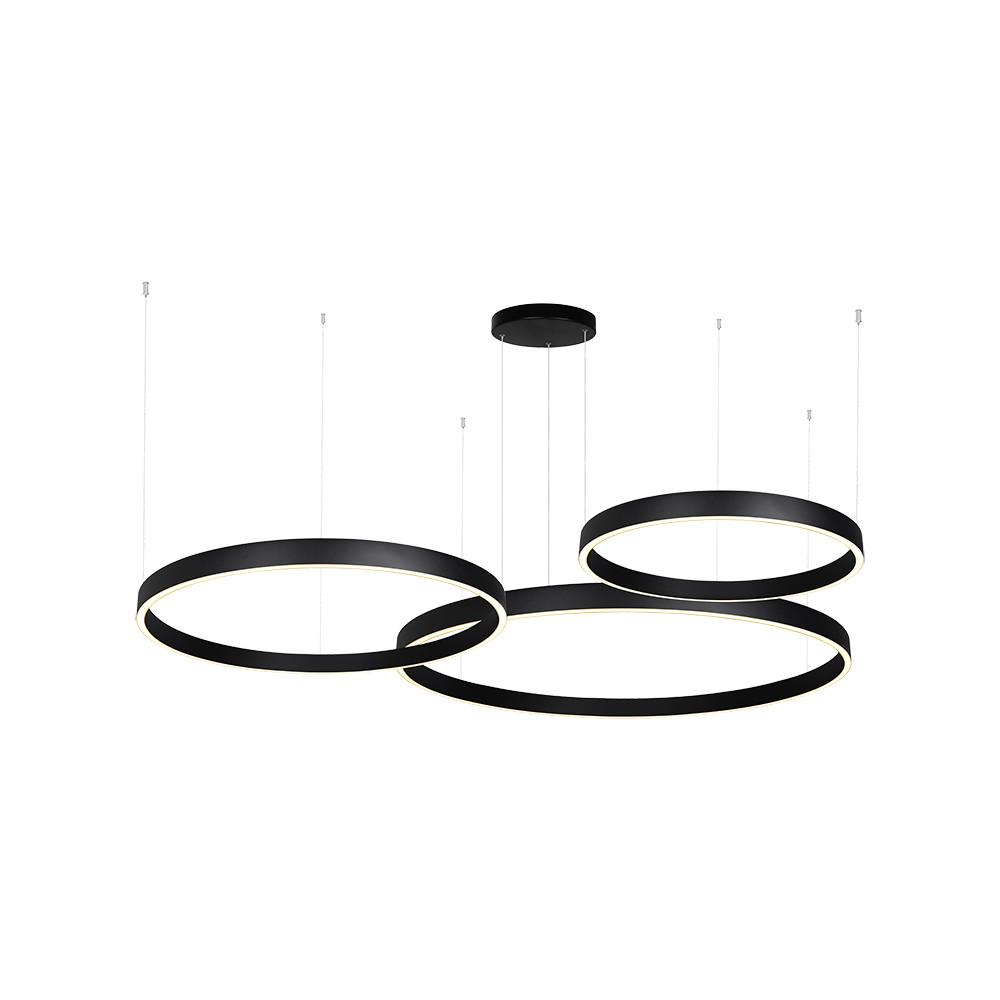 Suspension ZAMBELIS D1000 + D800 + D600 174W Dimmable Direct/Indirect DESIGN Noir Sablé 25375