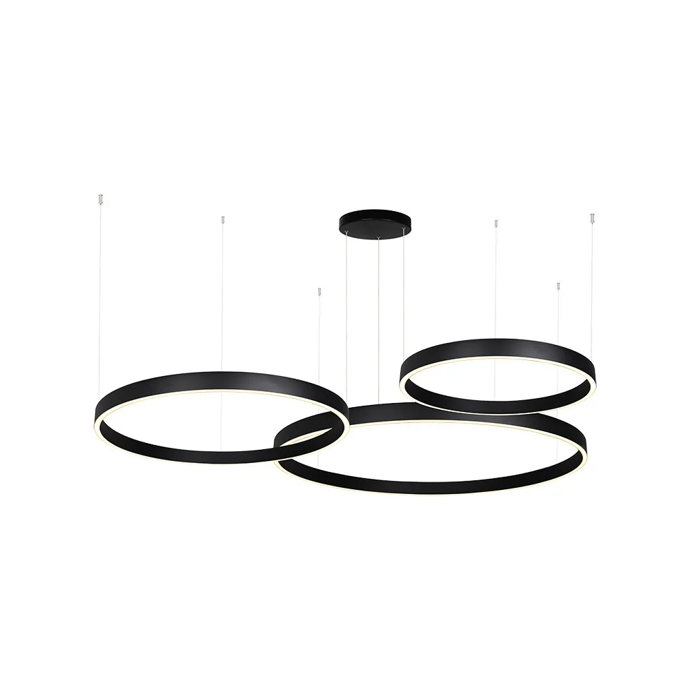 Pendelleuchte ZAMBELIS D1000 + D800 + D600 174W Dimmbar Direkt/Indirekt DESIGN Sandgestrahltes Schwarz 25375