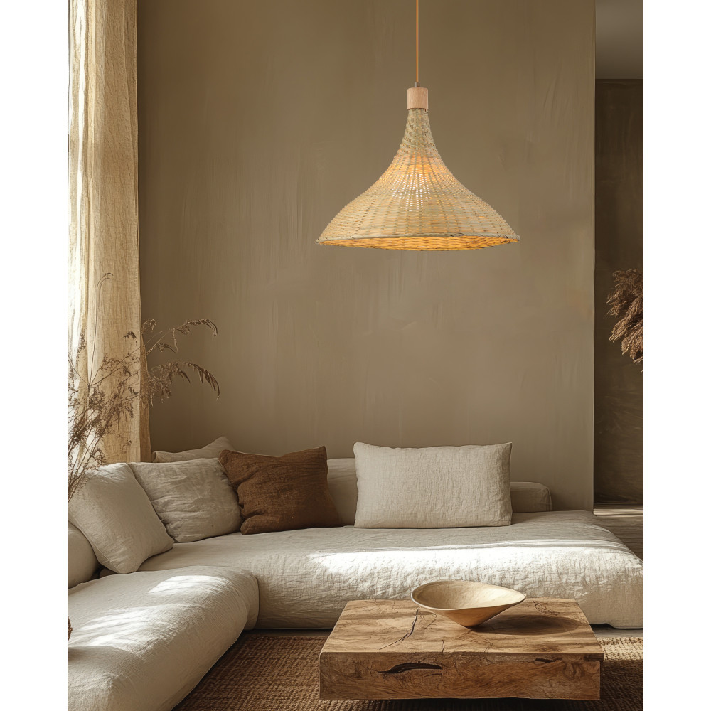 Pendelleuchte ZAMBELIS D480 E27 DESIGN Rattan Ohne Leuchtmittel 25441