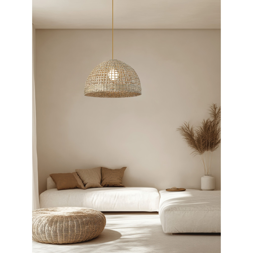 Pendant Light ZAMBELIS D500 E27 DESIGN Beige Seaweed Without Source 25443 FS