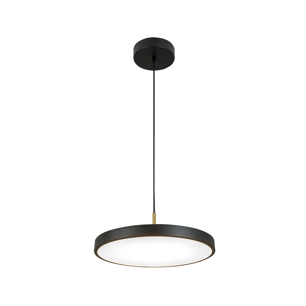 Pendelleuchte ZAMBELIS D400 17W Dimmbar DESIGN Mattschwarz und Gebürstetes Messing 25145