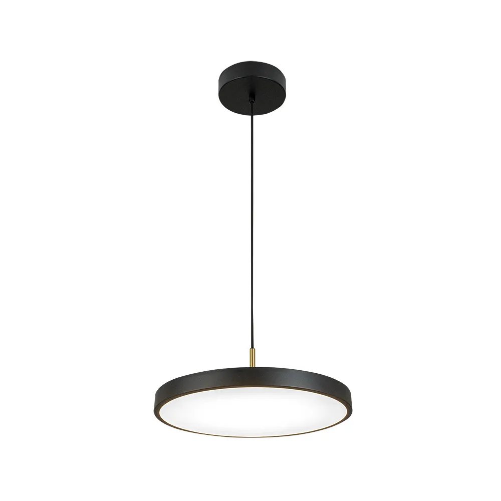 Pendelleuchte ZAMBELIS D400 17W Dimmbar DESIGN Mattschwarz und Gebürstetes Messing 25145