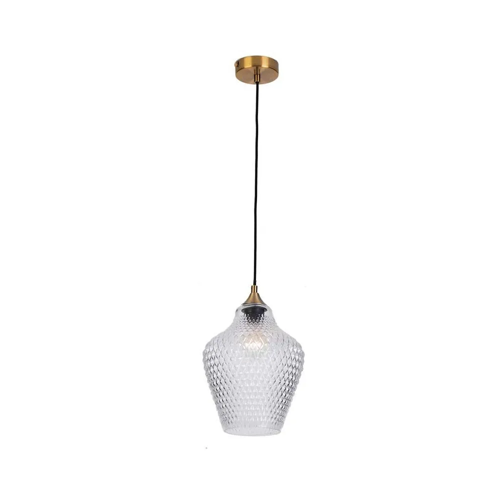 Pendelleuchte ZAMBELIS D200 E27 DESIGN Glas und Messing Ohne Leuchtmittel 19125