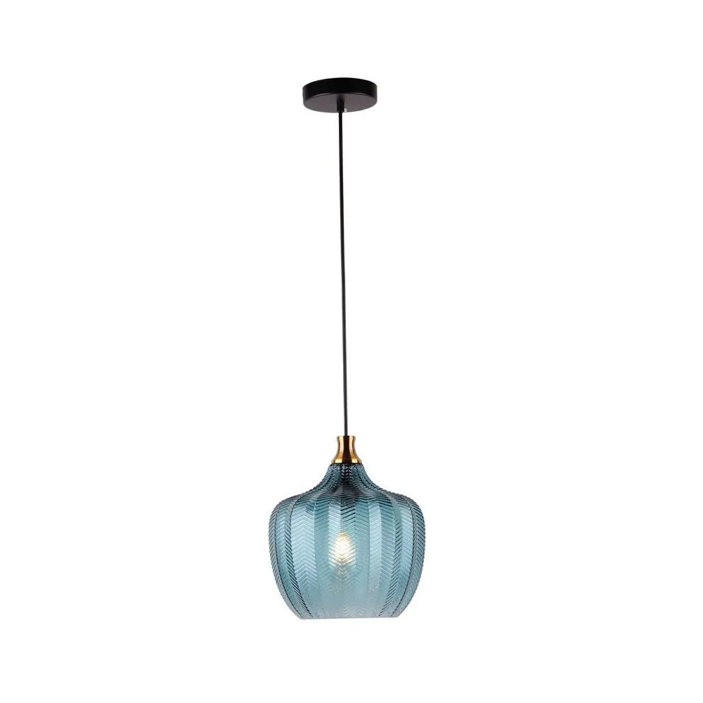 Suspension ZAMBELIS D240 E27 DESIGN Bleu et Laiton Sans Source 19175
