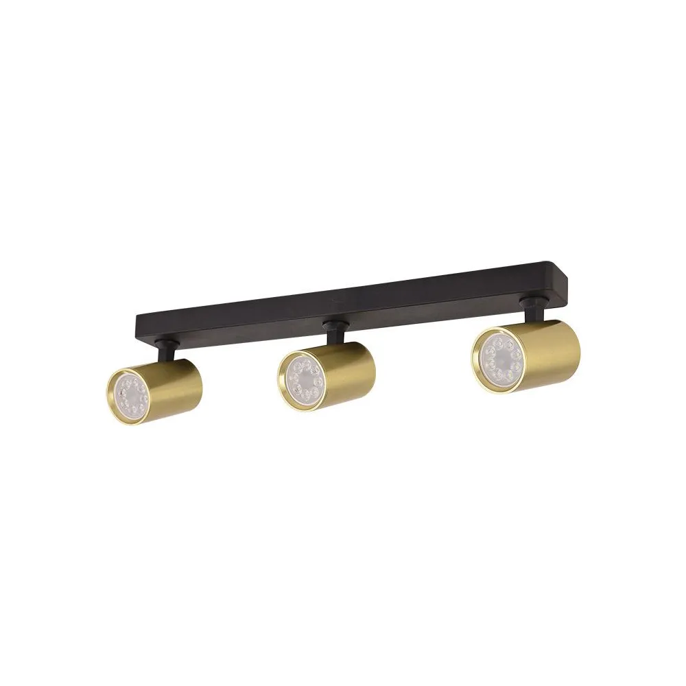 Plafondlamp ZAMBELIS 3xGU10 DESIGN Mat Zwart en Geborsteld Messing Zonder Lichtbron S107