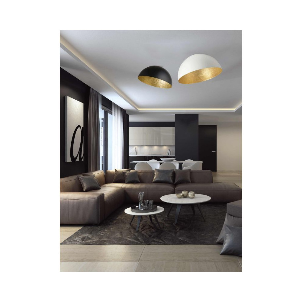 Plafonnier ZAMBELIS D500 E27 DESIGN Noir Mat et Doré 23257