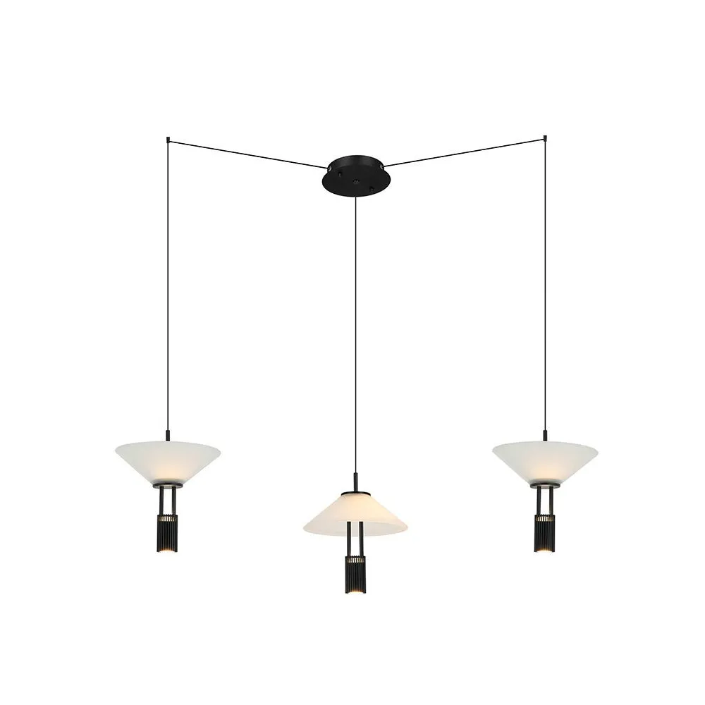 Pendelleuchte ZAMBELIS 28W Dimmbar Direkt/Indirekt DESIGN Mattes Schwarz 23200 FS