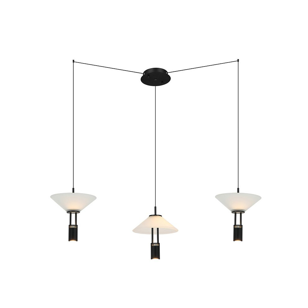 ZAMBELIS 28W Dimmable Direct/Indirect DESIGN Matte Black Pendant Light 23200 FS