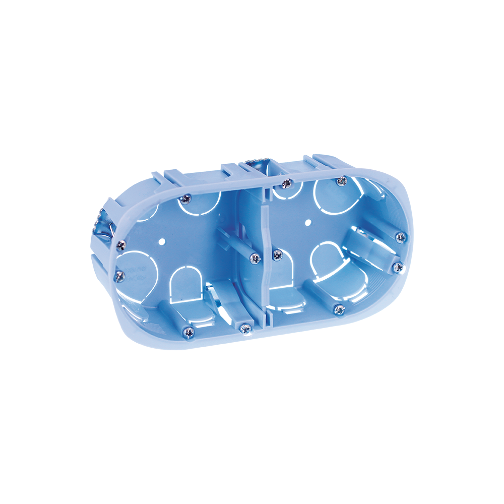 Einbaudose für Gipskarton, Doppeldurchmesser 67 mm, Achsabstand 71 mm, horizontal/vertikal, XL mit Krallen EUR'OHM 52044