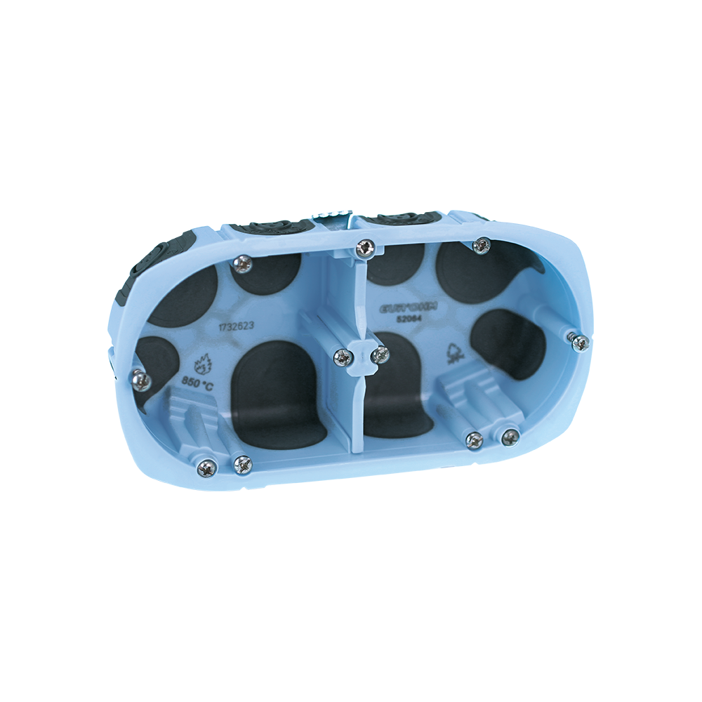 Inbouwdoos AIR'metic luchtdicht Dubbel 67x40mm Hartafstand 71mm Horizontaal / Verticaal met klemmen EUR'OHM 52064