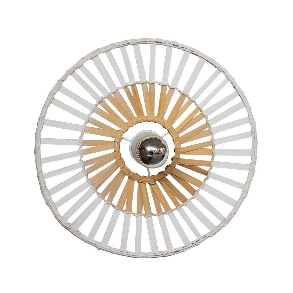 Deckenleuchte ZAMBELIS D400 E27 DESIGN Weiß und Bambus Ohne Lichtquelle 19251