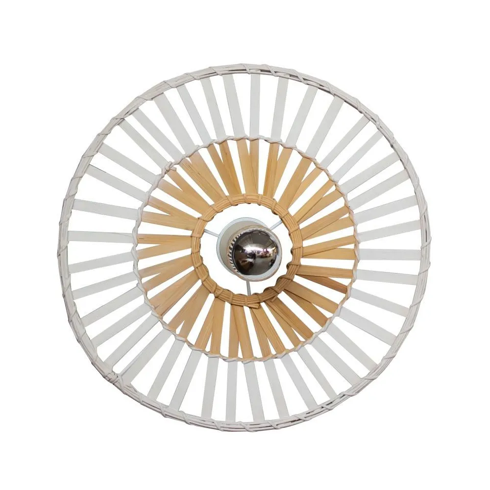 Deckenleuchte ZAMBELIS D400 E27 DESIGN Weiß und Bambus Ohne Lichtquelle 19251