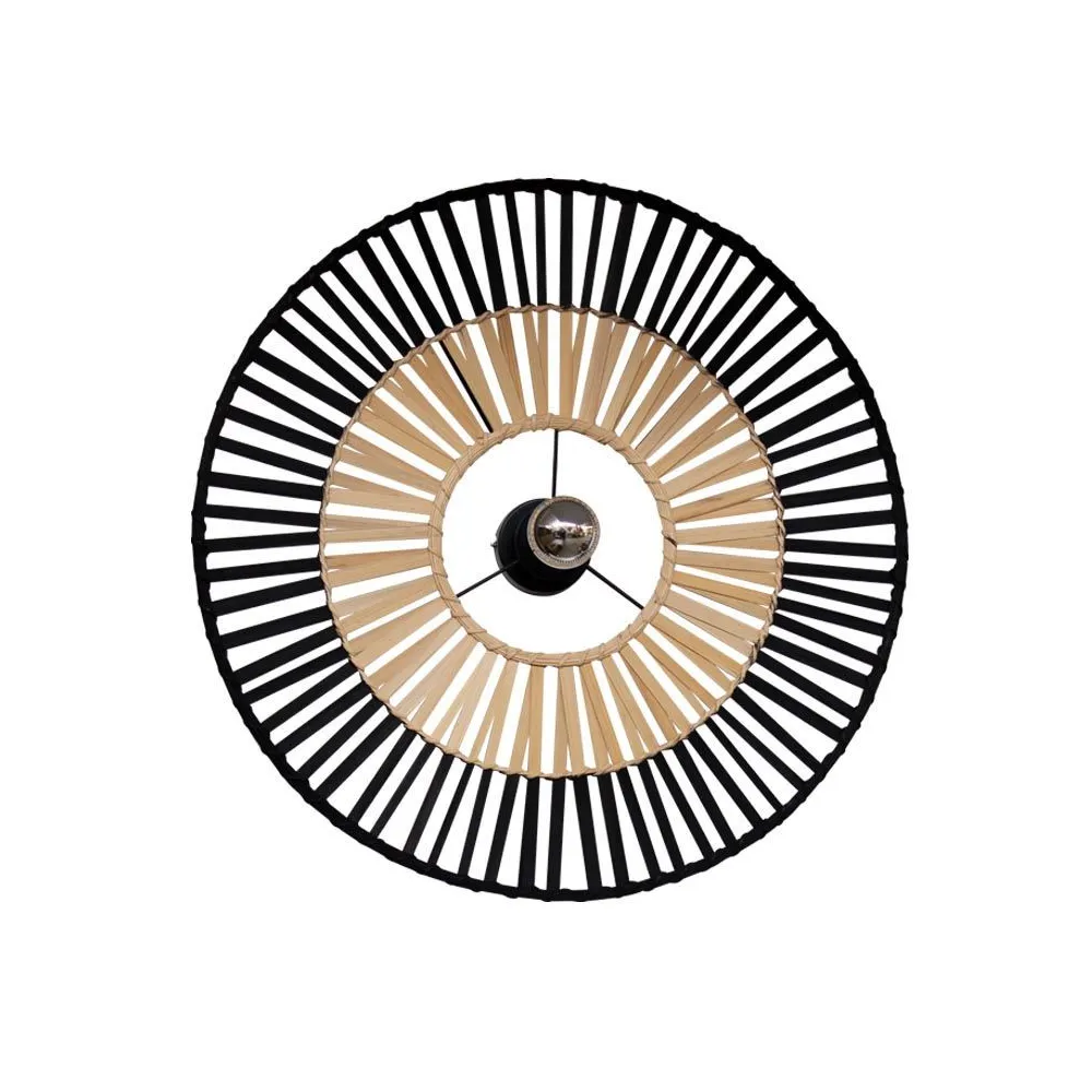 Deckenleuchte ZAMBELIS D600 E27 DESIGN Schwarz und Bambus Ohne Lichtquelle 19252 FS