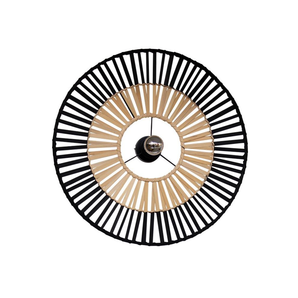 Plafondlamp ZAMBELIS D600 E27 DESIGN Zwart en Bamboe Zonder Lichtbron 19252 FS