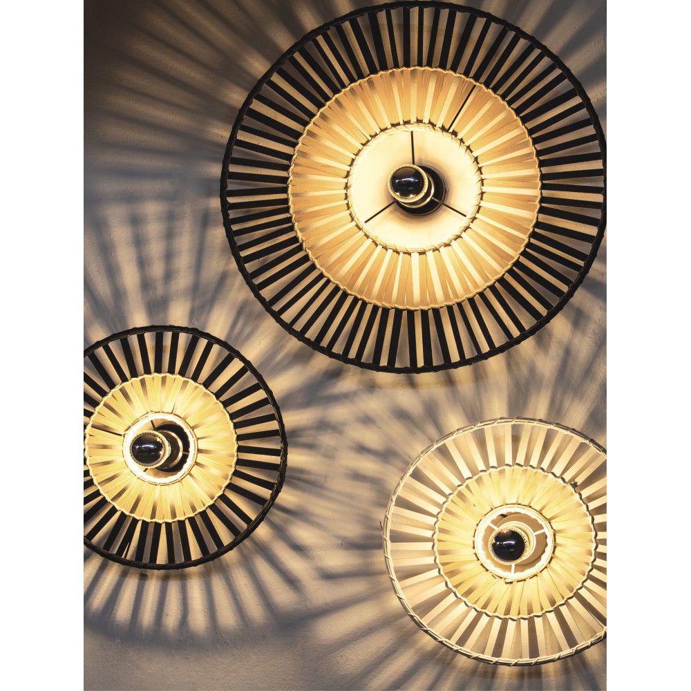 Plafondlamp ZAMBELIS D600 E27 DESIGN Zwart en Bamboe Zonder Lichtbron 19252 FS