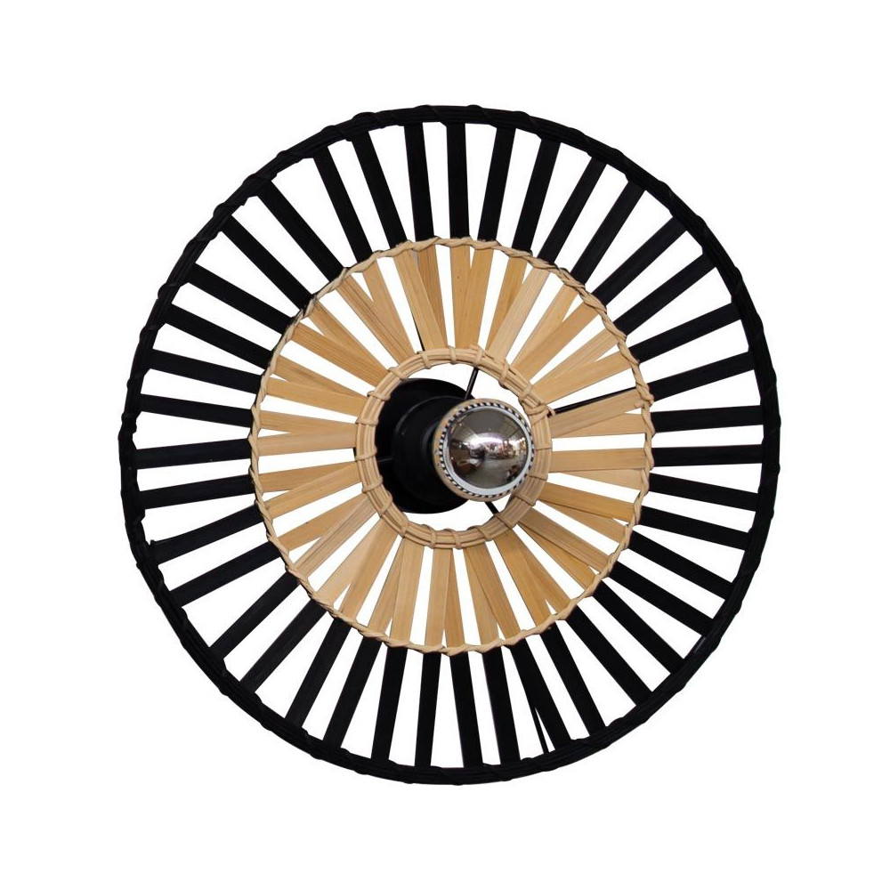 Deckenleuchte ZAMBELIS D400 E27 DESIGN Schwarz und Bambus Ohne Lichtquelle 19253 FS