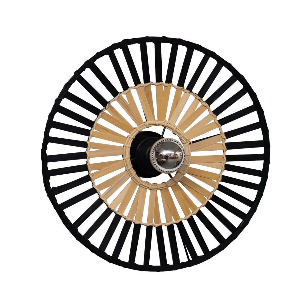 Deckenleuchte ZAMBELIS D400 E27 DESIGN Schwarz und Bambus Ohne Lichtquelle 19253 FS