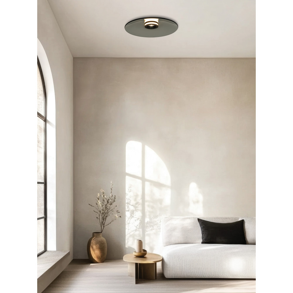 Deckenleuchte ZAMBELIS D500 30W CCT Dimmbar DESIGN Rauchglas und Mattschwarz 25269 FS