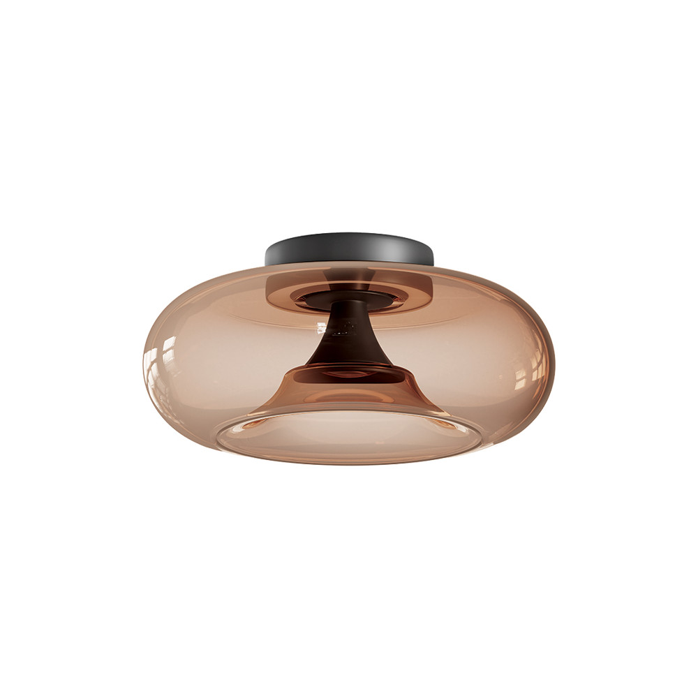 Deckenleuchte ZAMBELIS D350 30W CCT Dimmbar DESIGN Braunglas und Mattschwarz 25278 FS