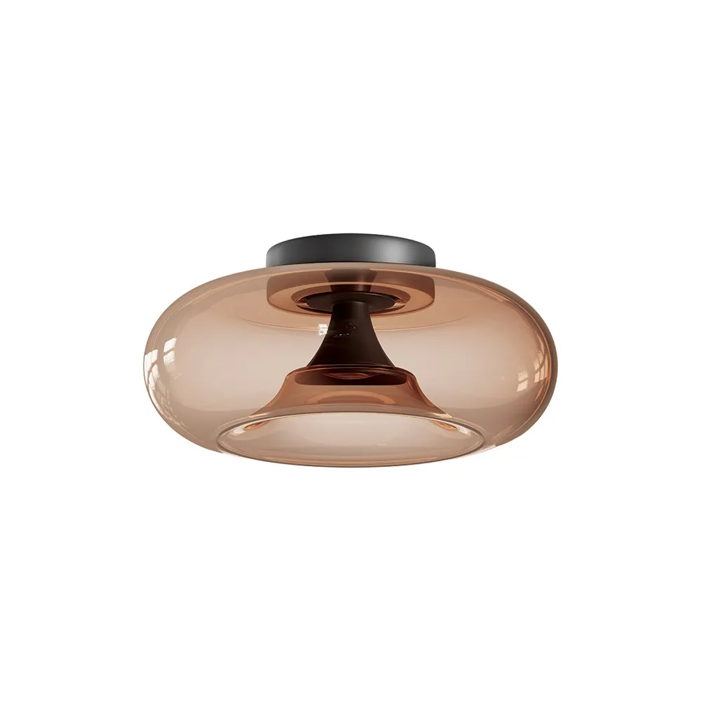 Deckenleuchte ZAMBELIS D350 30W CCT Dimmbar DESIGN Braunglas und Mattschwarz 25278 FS