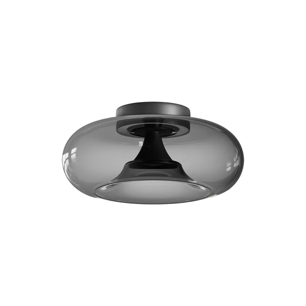 Deckenleuchte ZAMBELIS D350 30W CCT Dimmbar DESIGN Rauchglas und Mattschwarz 25279 FS