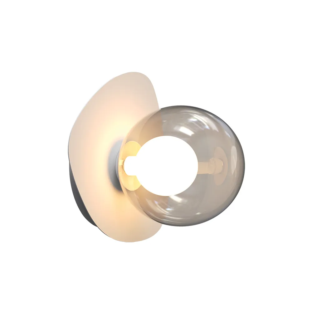 Applique Murale ZAMBELIS D205 G9 DESIGN Blanc Sablé et Verre Fumé Sans Source 2579