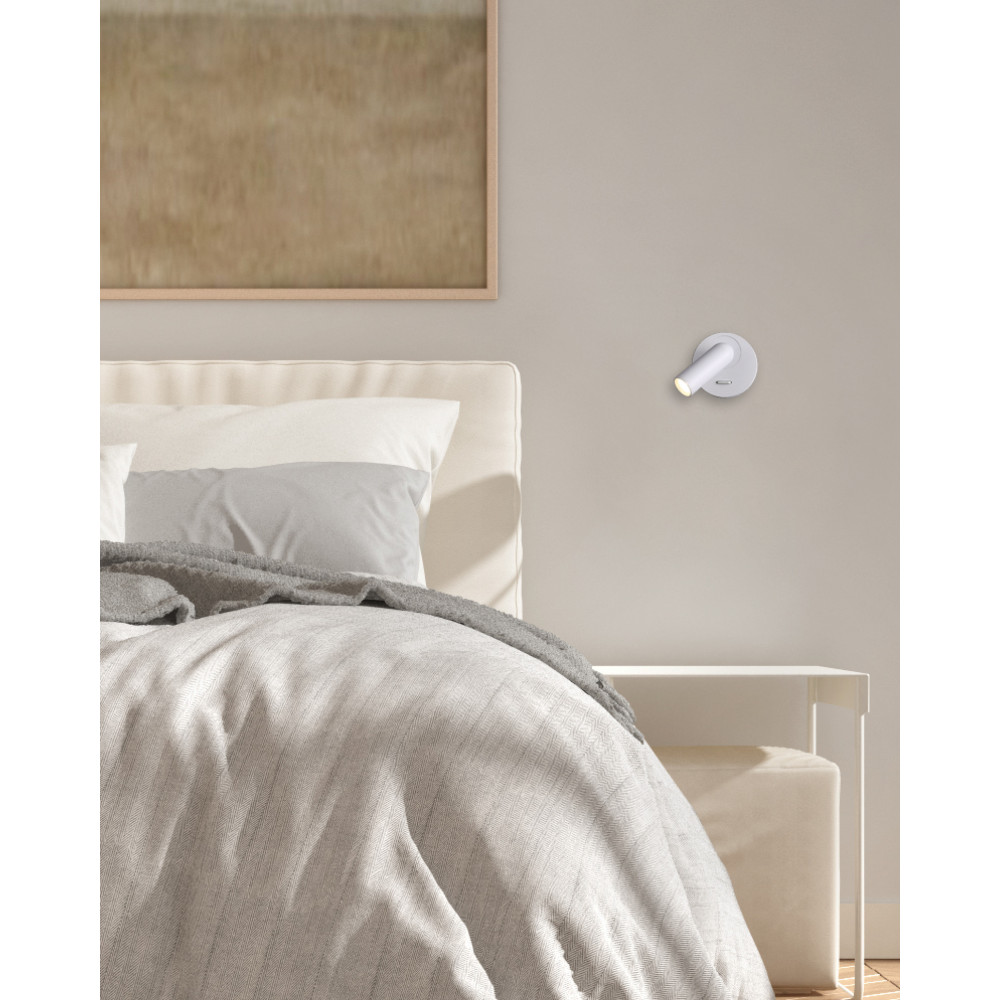 Wall Light ZAMBELIS Reading 3W Switch DESIGN Sandblasted White 25284