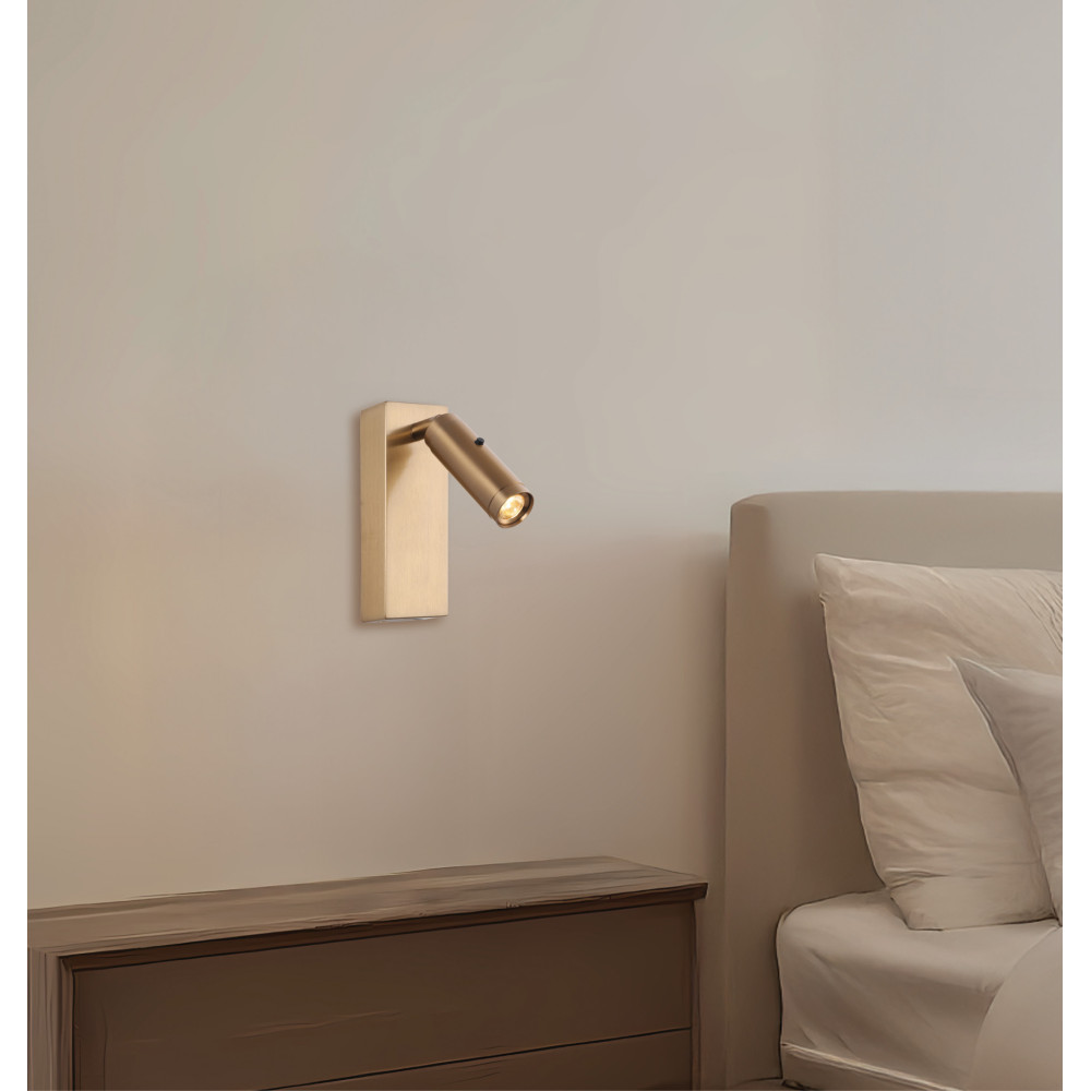 Wandleuchte ZAMBELIS 3W DESIGN Messing Gebürstet H68